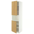 METOD High cab f micro w 2 doors/shelves, white/Sinarp oak veneer, 60x60x220 cm