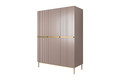 Wardrobe with Drawer Unit Nicole 150 cm, antique pink, gold handles and legs