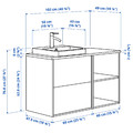 ÄNGSJÖN / BACKSJÖN Wash-stand/wash-basin/tap, high-gloss white/brown oak effect/white marble effect, 102x49x71 cm