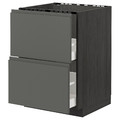METOD / MAXIMERA Base cab f sink+2 fronts/2 drawers, black, Voxtorp dark grey, 60x60 cm
