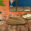 Wooden Decorative Tray Leave 30cm, gold