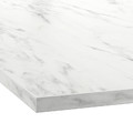 EKBACKEN Worktop, white marble effect, laminate, 246x2.8 cm