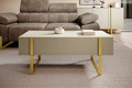 Coffee Table with 2 Drawers Verica, cashmere/gold legs