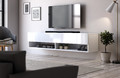Wall-mounted TV Cabinet Derby 140, matt white/high-gloss white
