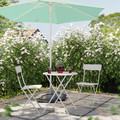 HÖGÖN / IGGÖN Parasol with base, light green/dark grey, 270 cm