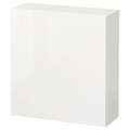 BESTÅ Wall-mounted cabinet combination, white/Selsviken high-gloss/white, 60x22x64 cm