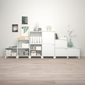 PLATSA Wardrobe w 10 doors, white/Fonnes white, 360x42x133 cm