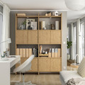 LÅDMAKARE Storage combination w sliding doors, with 2 shelves/oak effect, 159x35x212 cm