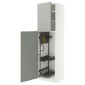 METOD High cabinet with cleaning interior, white/Havstorp light grey, 60x60x220 cm