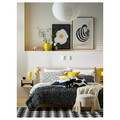 BJÖRKGRÅMAL Duvet cover and pillowcase, black white/dotted, 150x200/50x60 cm