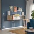 EKET Media storage combination, white/white stained oak, 175x35x35 cm