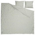 SOLFIBBLA Duvet cover and 2 pillowcases, white green/stripe, 200x200/50x60 cm
