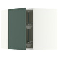 METOD Corner wall cabinet with carousel, white/Aspudden dark grey-green, 68x60 cm