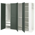 PAX / GRIMO Wardrobe combination, white grey-green/white, 220x60x201 cm