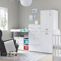 SMÅSTAD / PLATSA Storage combination, white with frame/with changing table, 210x79x181 cm