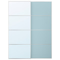 MEHAMN/AULI Pair of sliding doors, aluminium double sided/light blue mirror glass, 150x201 cm