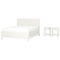 TONSTAD Bedroom furniture, set of 3, incl bed storage/off-white, Standard Double