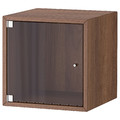 EKET Wall cabinet with glass door, brown walnut effect, 35x35x35 cm