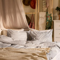 SOLFIBBLA Duvet cover and pillowcase, grey white/stripe, 150x200/50x60 cm