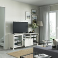 BESTÅ TV bench with drawers, white/Hanviken/Stubbarp white clear glass, 180x42x74 cm