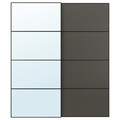 AULI / MEHAMN Pair of sliding doors, black mirror glass/double sided dark grey, 200x236 cm