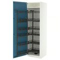 METOD High cabinet with pull-out larder, white/Lerhyttan blue, 60x60x200 cm