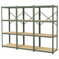 BROR Shelving unit, grey-green/pine plywood, 254x55x190 cm