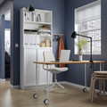 ANFALLARE/LÅNGFJÄLL / BILLY/OXBERG Desk and storage combination, and swivel chair bamboo/beige white