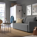 BRISSUND 3-seat sofa-bed, Hakebo dark grey