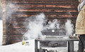 GRILLSKÄR Charcoal barbecue with cabinet, black, stainless steel outdoor, 86x61 cm