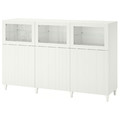 BESTÅ Storage combination with doors, white, Sutterviken/Kabbarp white clear glass, 180x42x112 cm