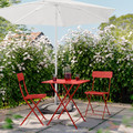 SUNDSÖ Table and 2 folding chairs, outdoor bright red/bright red, 65x65 cm