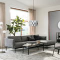 ÄPPLARYD 3-seat sofa with chaise longue, Lejde grey/black