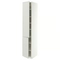 METOD High cabinet with shelves/2 doors, white/Aspudden light grey, 40x60x220 cm