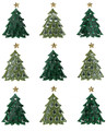 CRAFT WITH FUN Foam Christmas Tree Stickers, Green/Light Green, 9 pcs