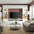 BESTÅ TV storage combination/glass doors, white/Lappviken white clear glass, 300x42x231 cm