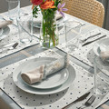 NISSÖGA Place mat, white/dark blue, 45x35 cm