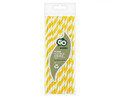 Paper Flexible Drinking Straws 12pcs, yellow stripes