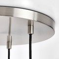 HÖGVIND Pendant lamp with 3 lamps, nickel-plated/grey glass