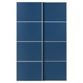 MEHAMN Pair of sliding doors, white/double sided blue, 150x236 cm