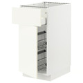 METOD / MAXIMERA Base cab w wire basket/drawer/door, white/Vallstena white, 40x60 cm