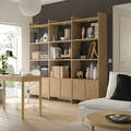 LÅDMAKARE Storage combination w sliding doors, with 9 shelves/oak effect, 238x35x212 cm