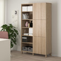 BESTÅ Storage combination with doors, white stained oak effect, Lappviken/Stubbarp white stained oak effect, 120x42x202 cm