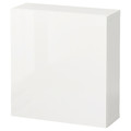 BESTÅ Wall-mounted cabinet combination, white/Selsviken high-gloss/white, 60x22x64 cm