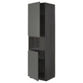 METOD High cab f micro w 2 doors/shelves, black/Voxtorp dark grey, 60x60x220 cm