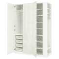 PAX / FARDAL Wardrobe combination, white high-gloss white/white, 170x60x236 cm