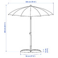 SAMSÖ / IGGÖN Parasol with base, tilting beige/dark grey, 200 cm