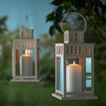 BORRBY Lantern for pillar candle, in/out, beige, 28 cm