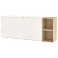 EKET Wall-mounted cabinet combination, white/white stained oak effect, 175x35x70 cm