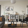 VIHALS Storage combination w glass doors, white/clear glass, 285x37x90 cm